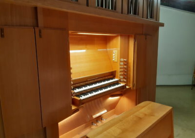 Weigle Orgel, Herz-Jesu-Kapelle Ochsenhausen Aufbau Detail. Foto: Michael Schilling